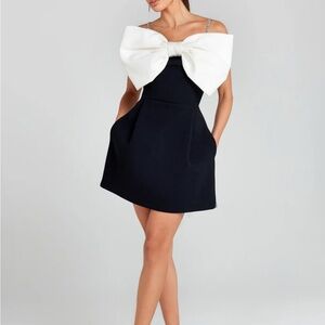 NADINE MERABI Jenny Bow Mini Dress